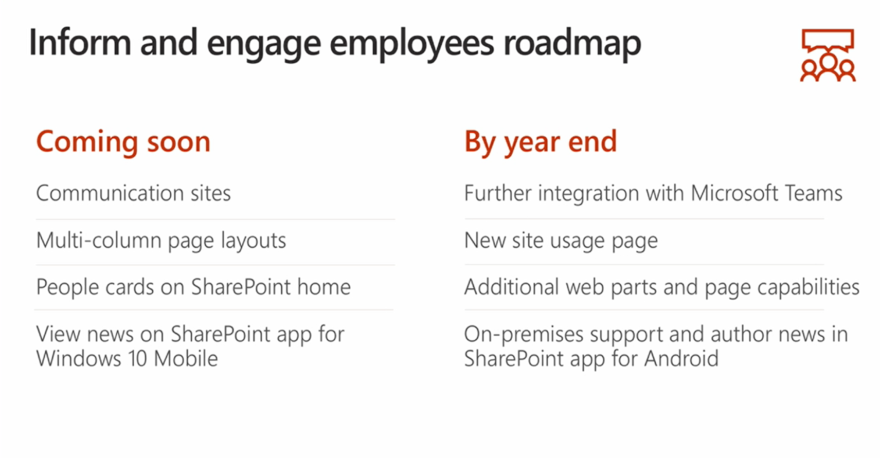 Inform and engage roadmap