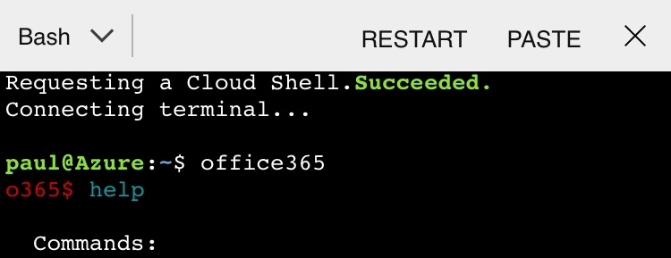 Using PnP Office 365 CLI in Azure Shell