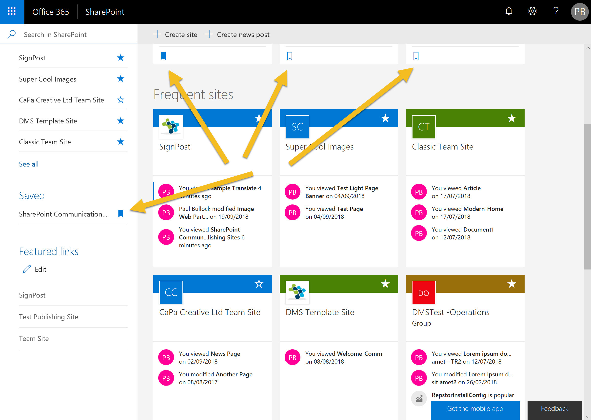 SharePoint Home - Option