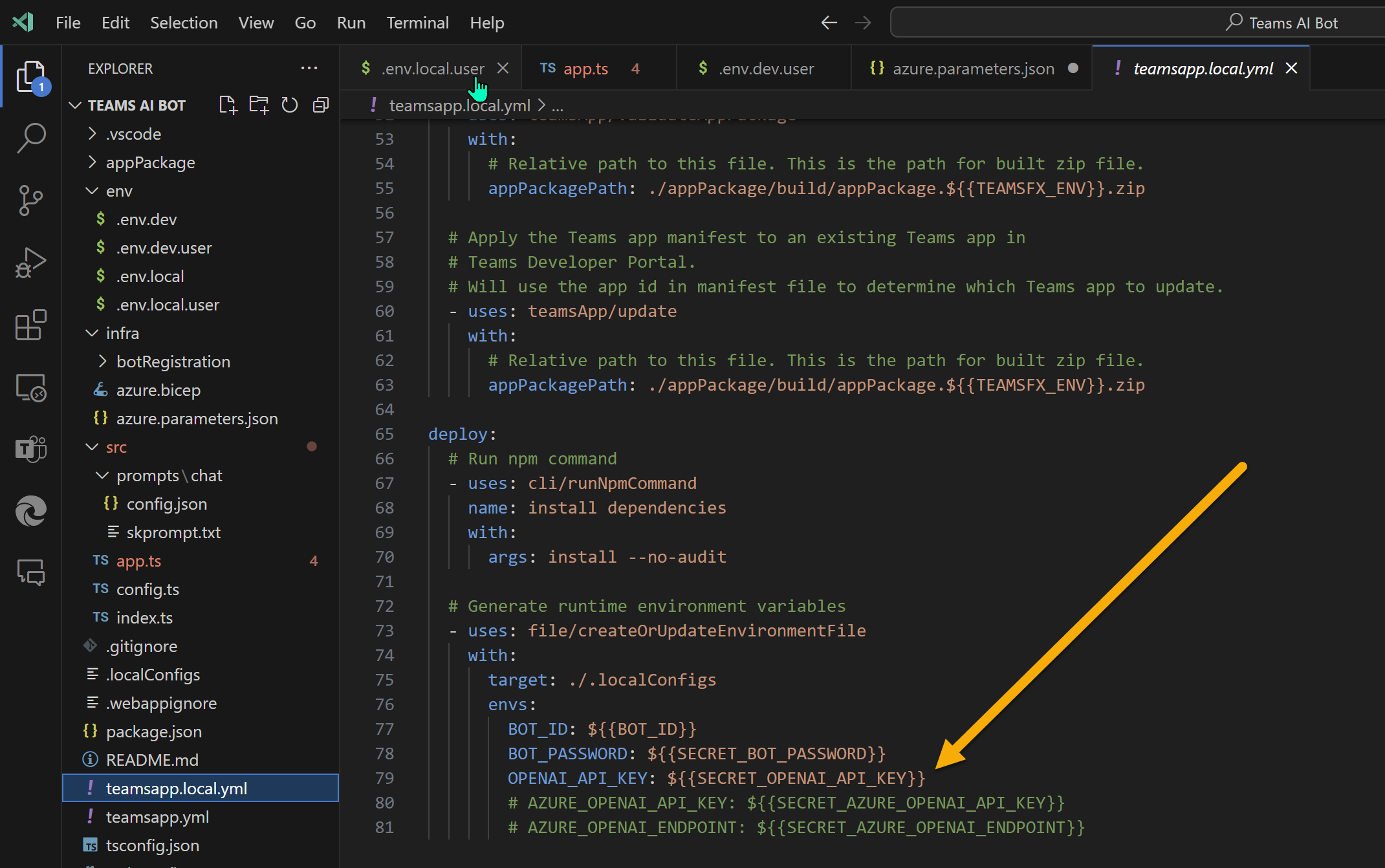 Contents of the yaml file to adjust