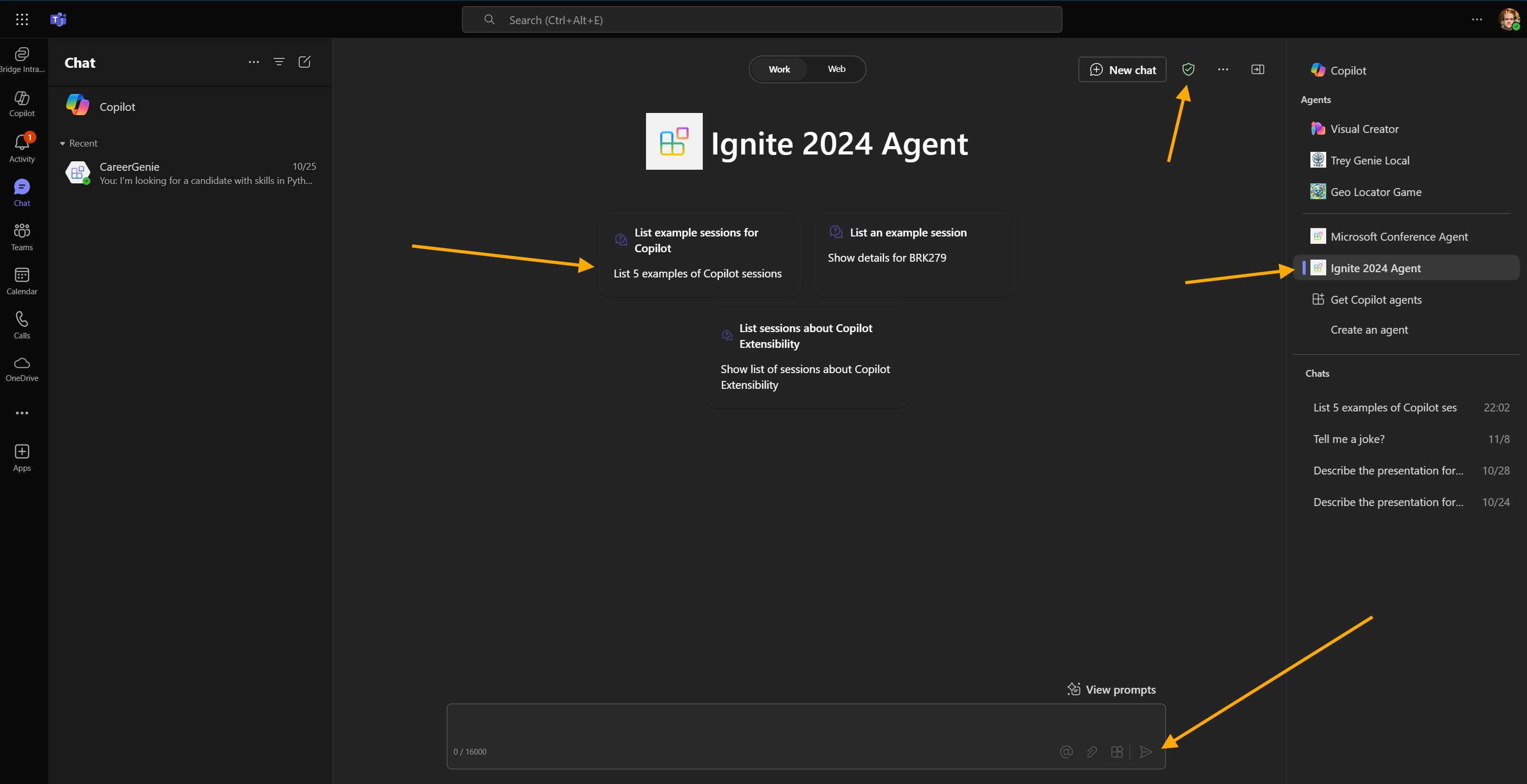 Declarative Agent Welcome Screen