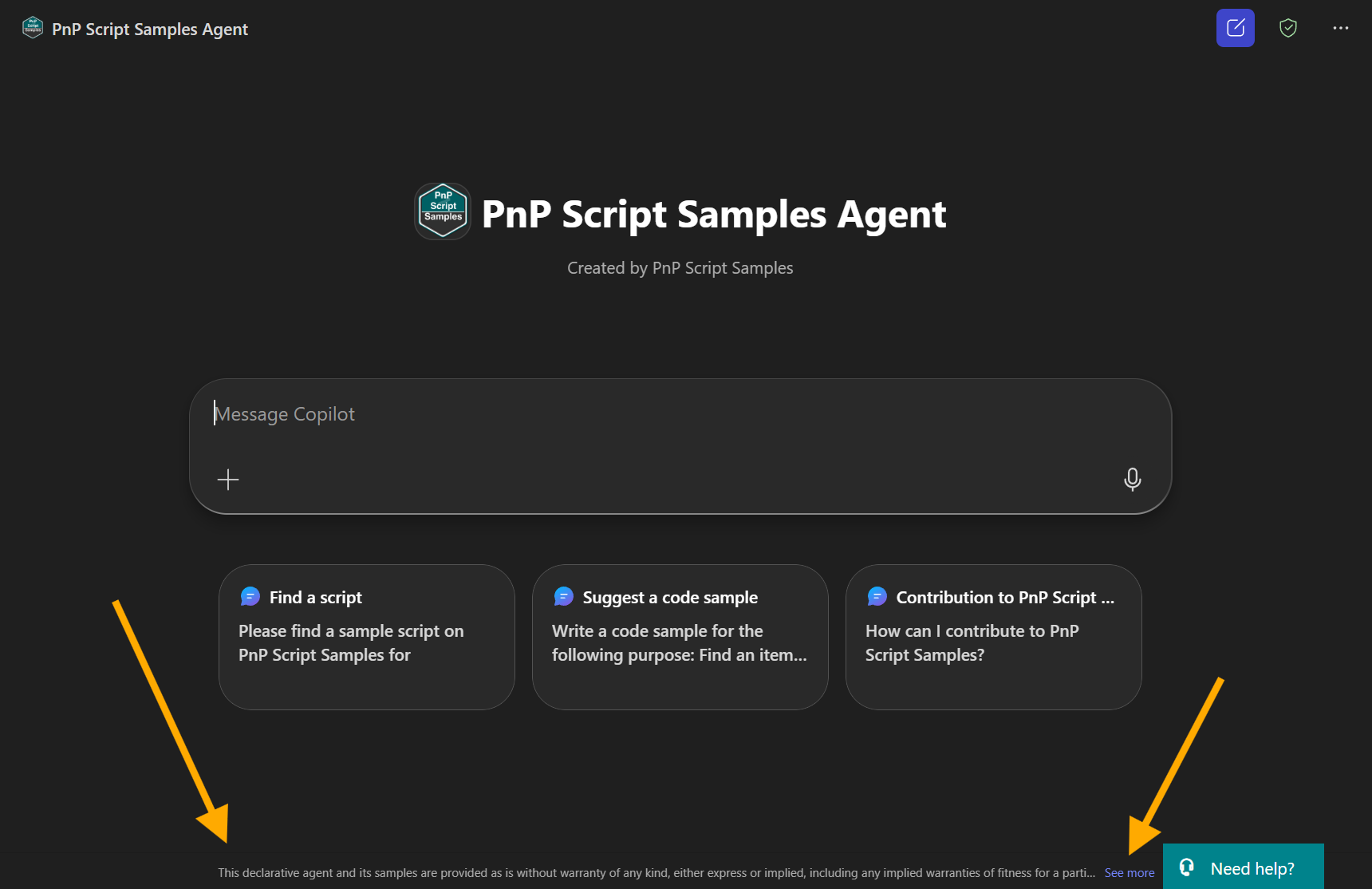 Disclaimer show in small text