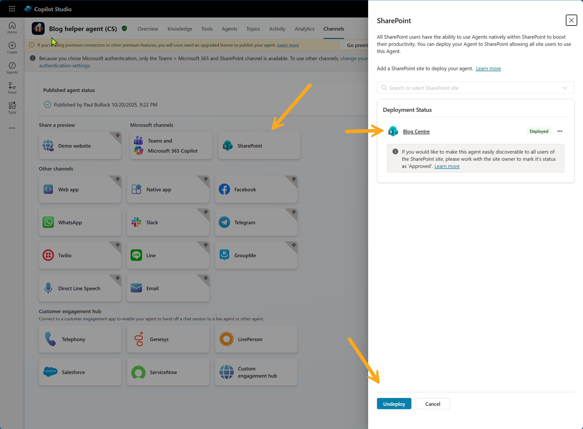 Adding SharePoint Channel