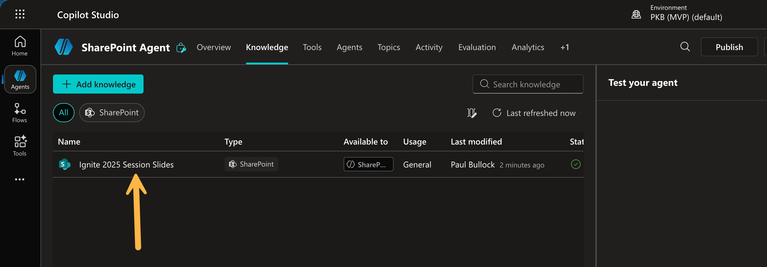 Updates to the knowledge source