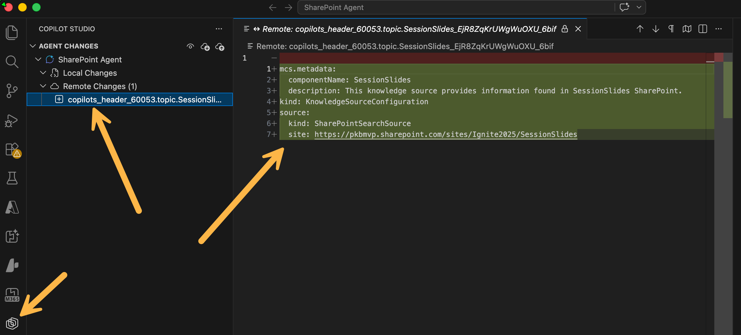 See remote changes in extension