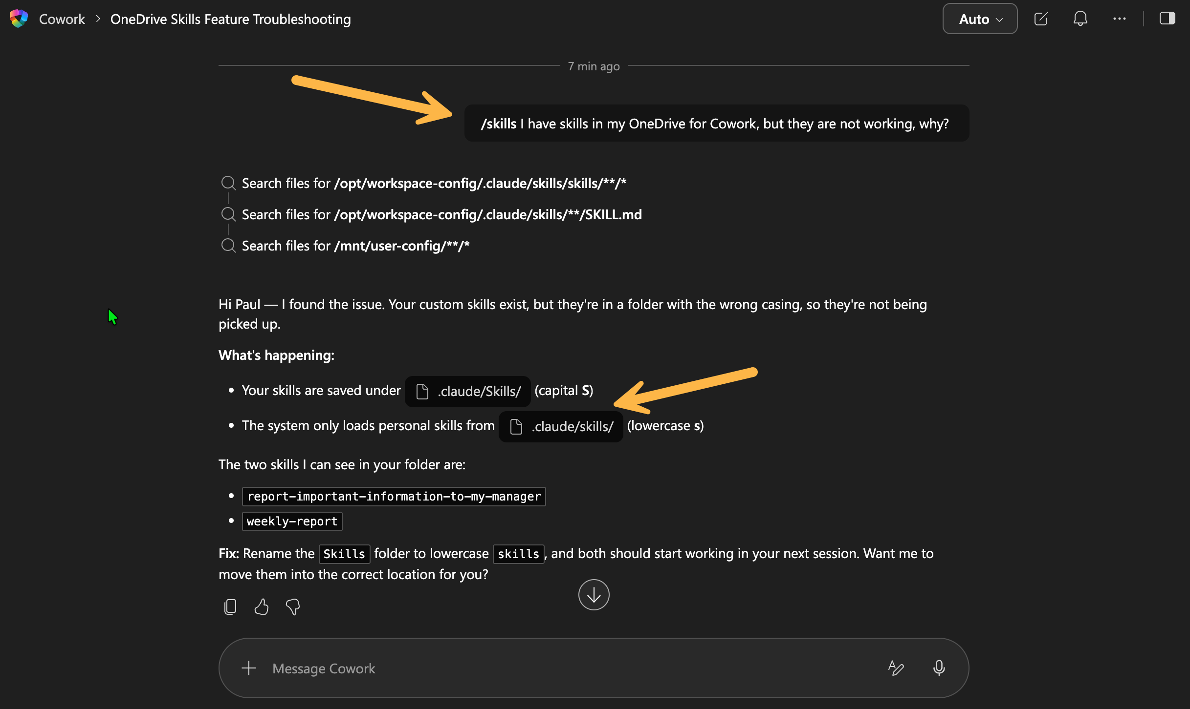 Screen showing a feature that can check your skills to ensure they work