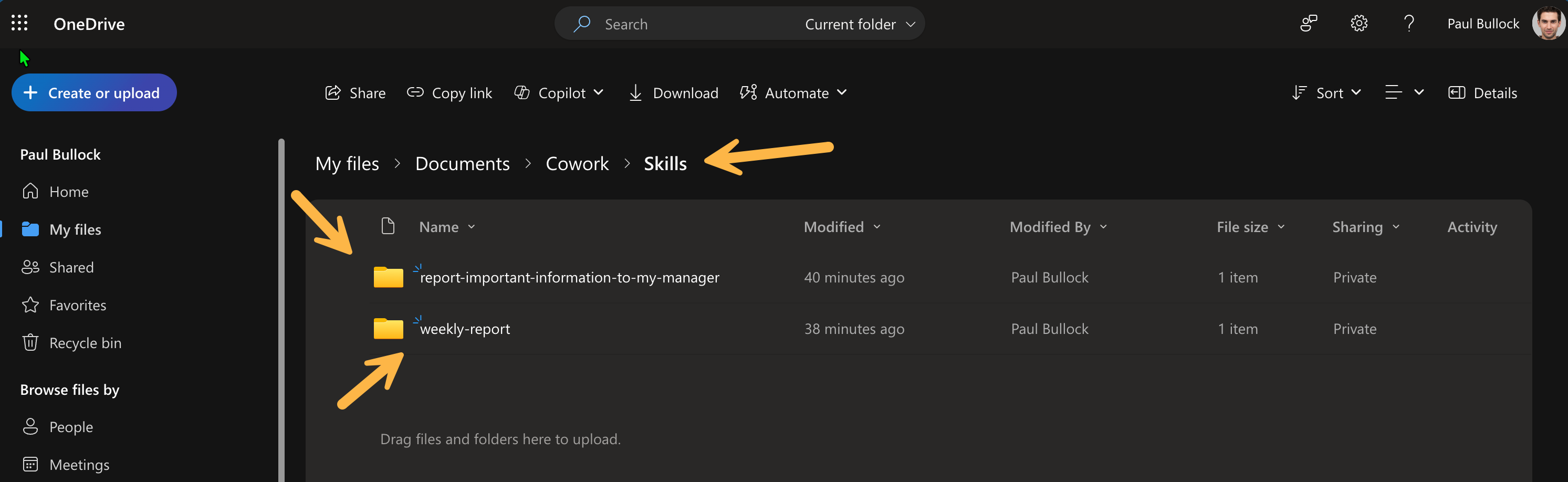 Location of skills when they have been created